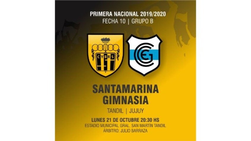 Santamarina recibe a Gimnasia de Jujuy